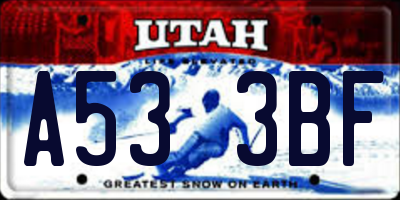 UT license plate A533BF