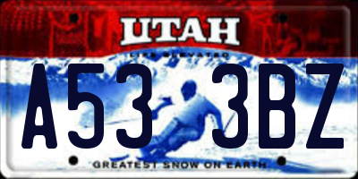 UT license plate A533BZ