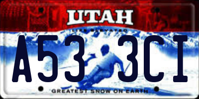 UT license plate A533CI