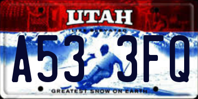 UT license plate A533FQ