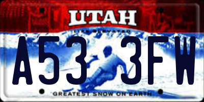 UT license plate A533FW