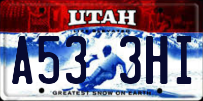 UT license plate A533HI