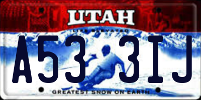 UT license plate A533IJ