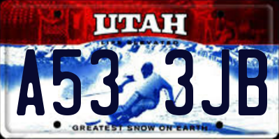 UT license plate A533JB