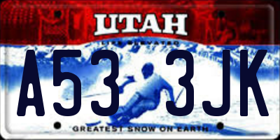UT license plate A533JK