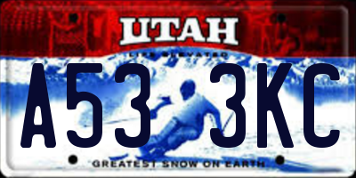 UT license plate A533KC