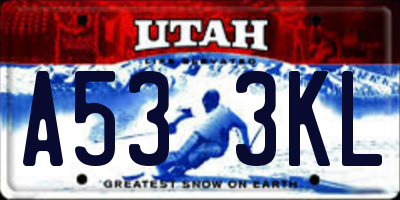 UT license plate A533KL