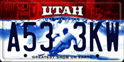 UT license plate A533KW