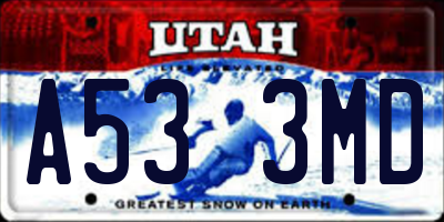 UT license plate A533MD