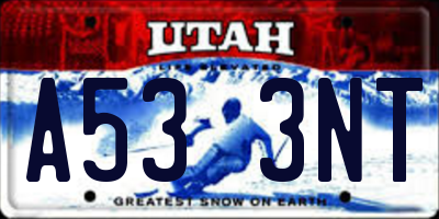 UT license plate A533NT