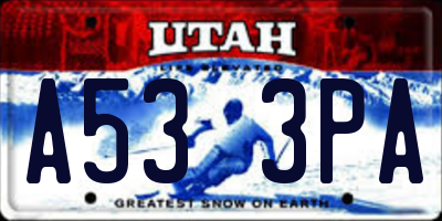 UT license plate A533PA