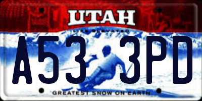 UT license plate A533PD