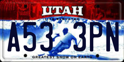 UT license plate A533PN