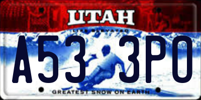 UT license plate A533PO