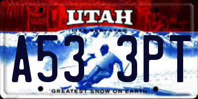 UT license plate A533PT