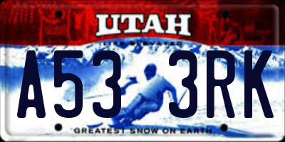 UT license plate A533RK