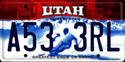 UT license plate A533RL