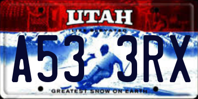 UT license plate A533RX