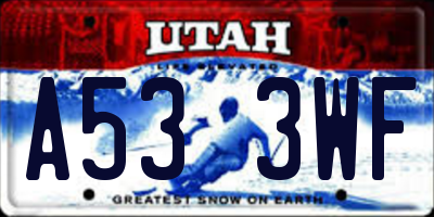 UT license plate A533WF