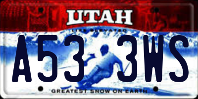 UT license plate A533WS