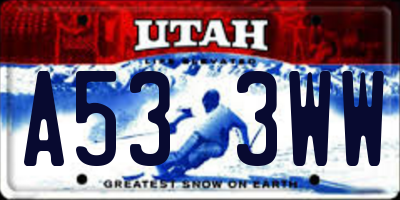 UT license plate A533WW
