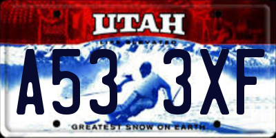 UT license plate A533XF