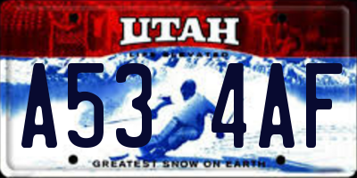 UT license plate A534AF