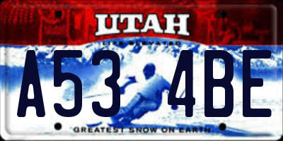 UT license plate A534BE