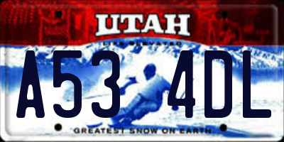 UT license plate A534DL