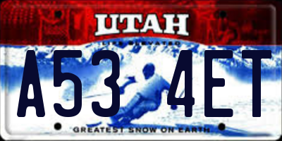 UT license plate A534ET