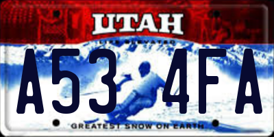 UT license plate A534FA