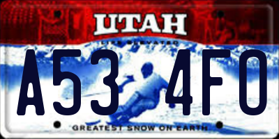 UT license plate A534FO