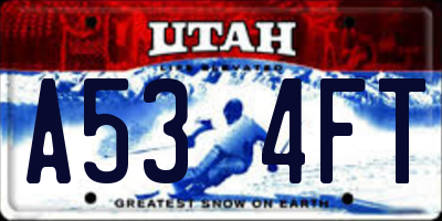 UT license plate A534FT