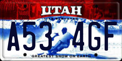 UT license plate A534GF