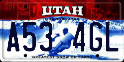 UT license plate A534GL