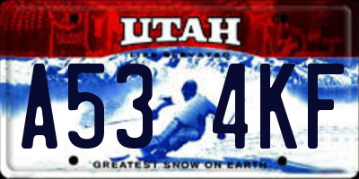 UT license plate A534KF
