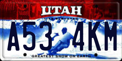 UT license plate A534KM