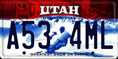 UT license plate A534ML