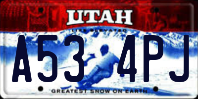 UT license plate A534PJ