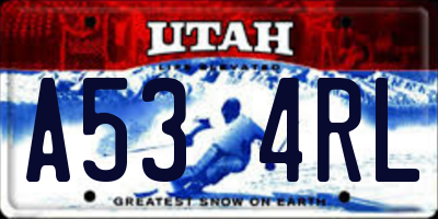 UT license plate A534RL