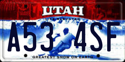 UT license plate A534SF