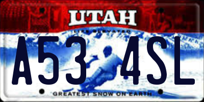 UT license plate A534SL