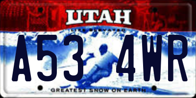 UT license plate A534WR