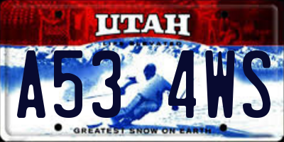 UT license plate A534WS
