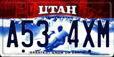 UT license plate A534XM