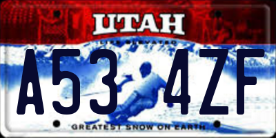 UT license plate A534ZF