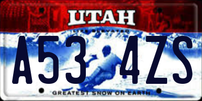 UT license plate A534ZS