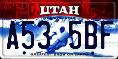UT license plate A535BF