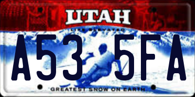UT license plate A535FA
