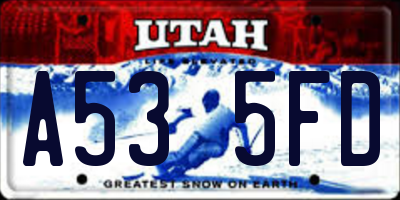 UT license plate A535FD